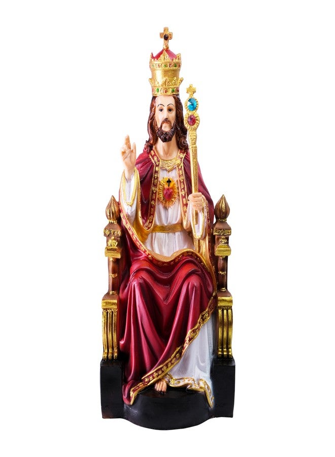 Newven تمثال المسيح الملك من الرخام الصناعي من نيوڤن، هدية مسيحية، ديكور منزلي، قطعة فنية رائعة للطاولة والجدار، هدية مثالية للمنزل الجديد أو الزفاف أو ذكرى الزواج، متعدد الألوان، 14 × 15 × 31 سم - Image 1